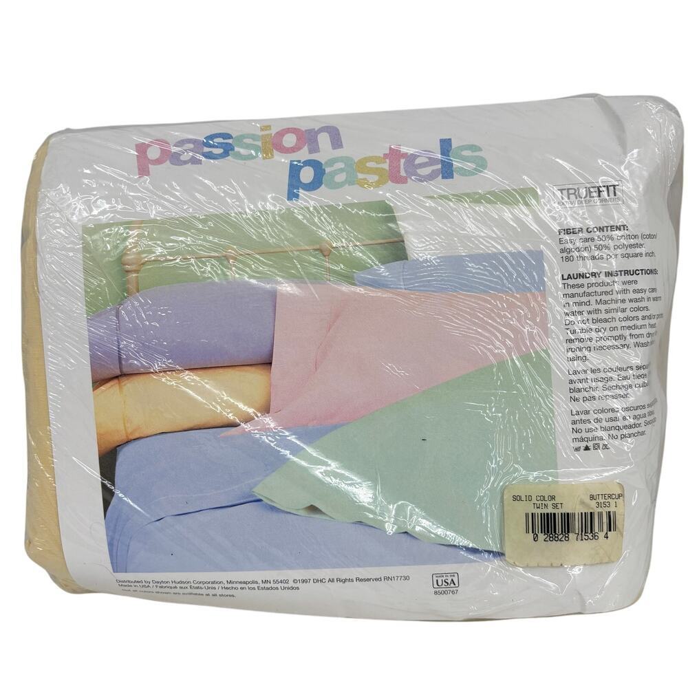 Dayton Hudson Twin Sheets Set Passion Pastels Buttercup 180 Thread Count Vintage